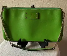 Kate Spade: Wellesley Green Leather Chain Bag- Gold Tone- Shoulder Bag