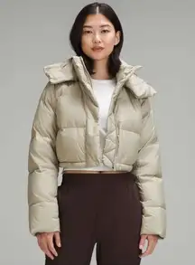 Lululemon Wunder Puff Super-Cropped Jacket in Heathered Raw Linen Size: 12