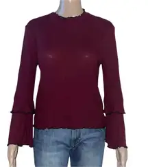 Tiered Bell Sleeve Ribbed Top Juniors L