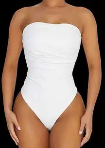 Naked Wardrobe Naked‎ Wardrobe faux real tube bodysuit white size xs