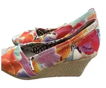 Toms Womens Calypso Corbel Classic Pump Wedge Heels Shoes Multicolor Floral 8W