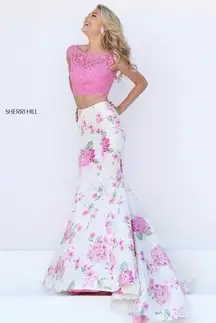 Sherri Hill NWT  Pink Ivory Floral Skirt