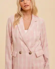 NWT Hem & Thread Pink Checked Lightweight Blazer sz M