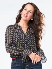 CABI 3772 Mosiac Blouse Long Sleeve Size‎ Medium