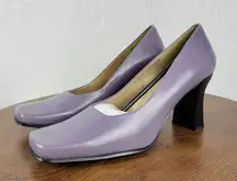 Nine West  Aragon Womens Pump Size 6.5 Lavender Leather Square Toe Block Heel NEW