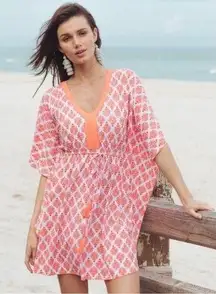 Cabana Life Orange & White Nantucket Swim Cover-Up Size XS