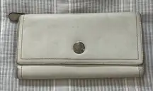 Coach White Leather Wallet with Silver Button