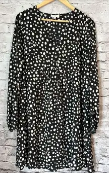 Umgee Babydoll V Neck Dress Womens  M Black White‎ Animal Print