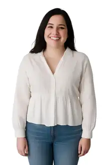 The Fifth Label Women’s Atlas Light Top – Size XL (US 10) – White Peplum Blouse