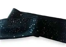 Banana Republic Wool Blend Black Sequin Skinny Scarf Sparkles Holiday Dressy EUC