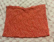 Aerie Red and White Floral Crop Tube Top