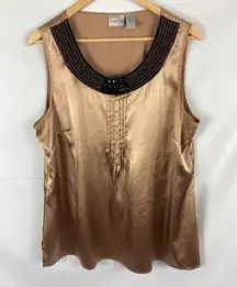 Chico's  Gold Sleeveless Beaded Neck Blouse Size 3/XL