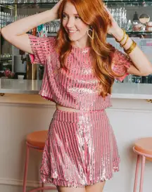 Buddy Love Pink Watermelon Sequin Shorts Sz M