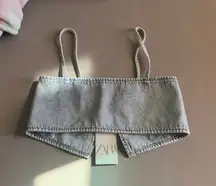ZARA Denim Sparkly croptop