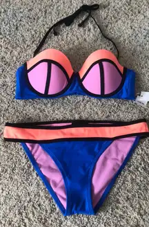 Color Block Bikini Swim Set