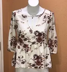 full tilt white floral blouse nwt