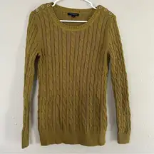 🦋Banana Republic Factory Crewneck Cable Knit Mustard Sweater Casual Comfy