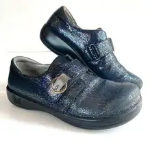 Alegria Joleen Myraid Iridescent Clog Nurse Shoe Black Metallic Sparkle Size 39