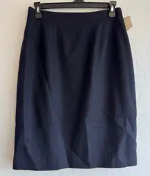 VTG Valerie Stevens Pure Wool Pencil Skirt 8 Navy Blue NWT 90s Quiet Luxury