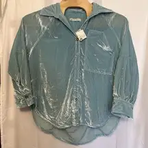 We The Free People Night Skies Velvet Indigo Pacific Breeze Blue Top Size XS NWT