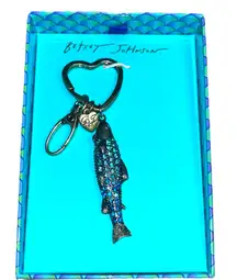 Betsey Johnson Crystal Sardine Fish Key Fob Bag Charm