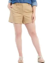 NWT  Plus Size Classic Stretch Twill Cotton Blend Shorts KHAKI