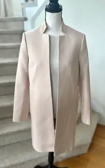 L.K. Bennett Pastel Blush Pink Minimalist Cotton Open Coat