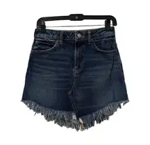 Fringe Jean Mini Skirt (Size 25)