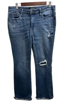 Judy Blue Women's Size 15/32 Mid Rise Bootcut Fit Fringe Hem Denim Jeans