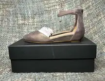 Eileen Fisher Ingle Metallic Suede Ankle Strap Wedge Pumps in Platinum