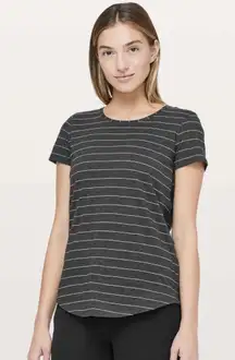Lululemon Love Crewneck Grey Striped Athletic T-shirt
