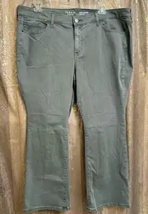 Torrid Perfect Slim Boot Super Soft Mid-Rise Jean Olive Green 22 Short NWOT