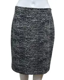 Tahari Skirt Womens 8 Black White Marled Pencil Casual Business Office Preppy