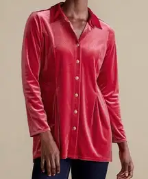 Soft Surroundings Enchanted Velvet Shirt Red Sz XL