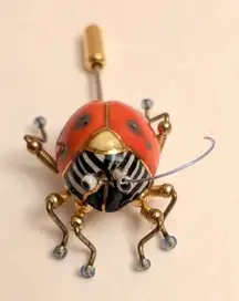 Jewelry 10 Ladybug Beetle Artisan Handmade Cynthia Chuang Stick Pin Brooch FLAW