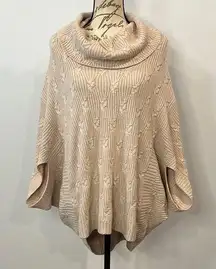 Neiman Marcus cable twist poncho sweater L wool angora cashmere L