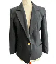 Vintage Leslie Fay Single Button Wool Blend Black Blazer 10P