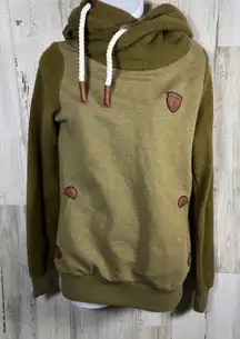 Wanakome Artemis Hoodie XS | Olive Green | Leather | Cozy Blanket | MSRP $119