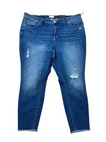 New Ava & Viv Skinny Stretch Jeans Womens Plus 24W Med Wash Distressed Denim