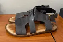Born Marlowe Black Flat Sandals Leather Gladiator Style Boho Buckle Comfort 8M