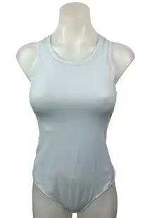 Organic Basics Light Blue Ribbed Sleeveless Racerback Bodysuit Tank Top Size L