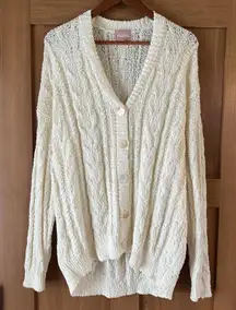 Show Me Your Mumu Callie Cardigan Sweater Cream Cable Knit Women’s size Medium