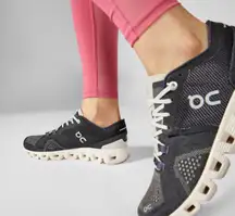 On Running Womens 6.5 Cloud X Sneaker Black Pearl Lightweight Running Navy Gym