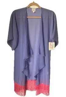 LuLaRoe NWT Monroe Sm Kimono Solid Lavender W/Salmon Friend Women Sheer Cover Up