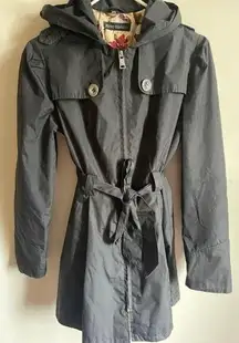 Steve Madden  Black Trench/ Rain Coat Sz M‎