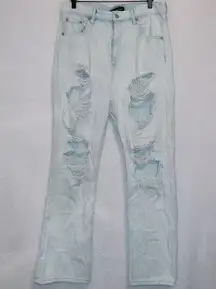 Aeropostale AERO Light Wash Denim Distressed High Rise 90s Baggy Straight Jeans