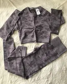 Camo Seamless Long Sleeve Crop Top and Leggings