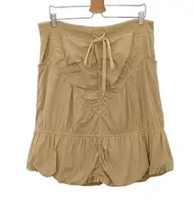 XCVI Khaki Y2K Bubble Hem Knee Length Drawstring Skirt Size L