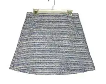 Loft M Blue Cream Tweed Boucle Flippy Swing Pocket Skirt Pull On