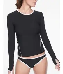 Athleta Black Cloudbreak Ribbed Rashguard Long Sleeve Swim Top L